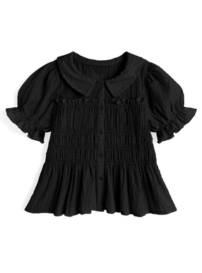 シャーリングフリルブラウス