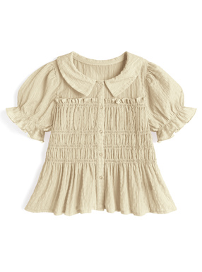 シャーリングフリルブラウス