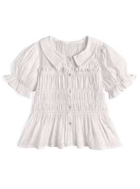 シャーリングフリルブラウス