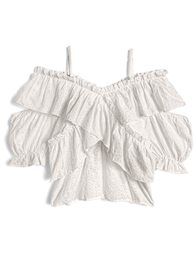 2Wayクロスフリルショルダーオープンレースブラウス