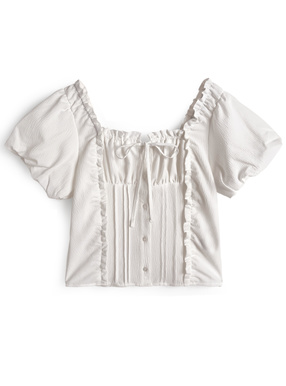 スクエアネックバルーンスリーブフリルブラウス