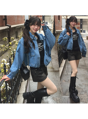 襟2Wayデニムブルゾン