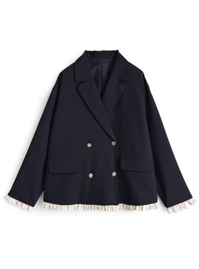 配色フリルテーラードジャケット