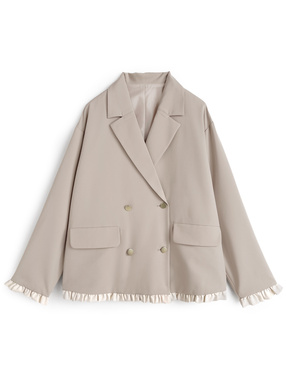 配色フリルテーラードジャケット