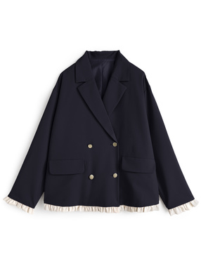 配色フリルテーラードジャケット