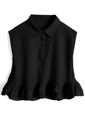 フリルノースリーブブラウス