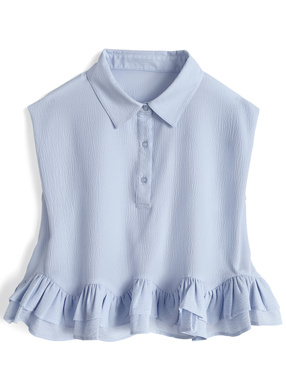 フリルノースリーブブラウス