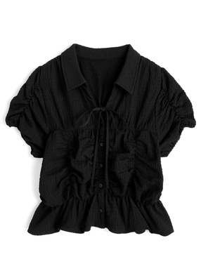 スキッパーギャザーブラウス