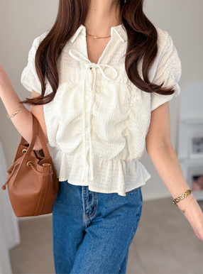 スキッパーギャザーブラウス