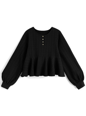 ヘンリーネックペプラムトップス