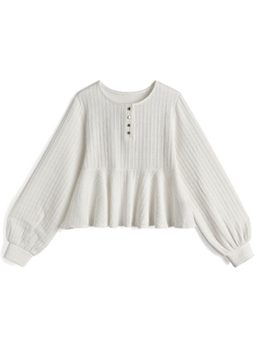 ヘンリーネックペプラムトップス