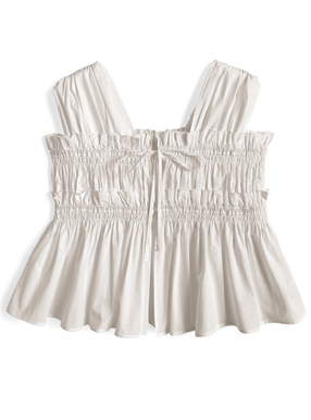 シャーリングノースリーブブラウス