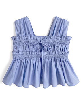 シャーリングノースリーブブラウス