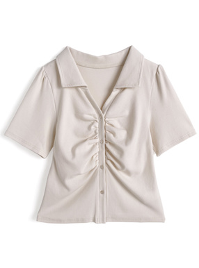 スキッパーギャザートップス