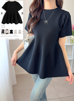 ペプラムニットチュニック