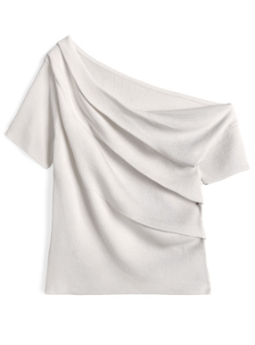 ワンショルダードレープニットトップス