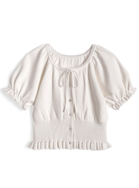 リボンフリルニットトップス