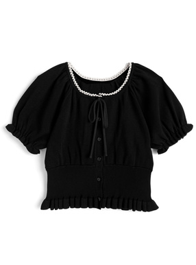 リボンフリルニットトップス