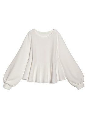 ボリュームスリーブペプラムブラウス