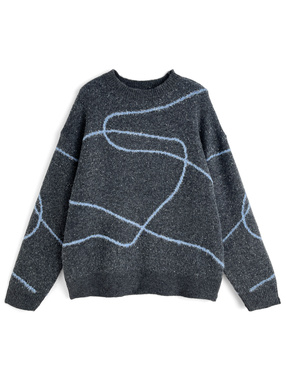 ジャガードデザインラメニットプルオーバー