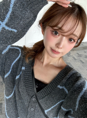 ニュアンス柄ラメニッカーディガン