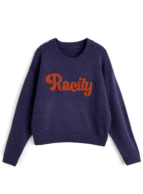 ロゴサガラ刺繍カラーネップニットトップス