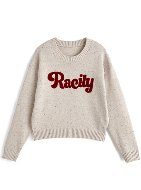 ロゴサガラ刺繍カラーネップニットトップス