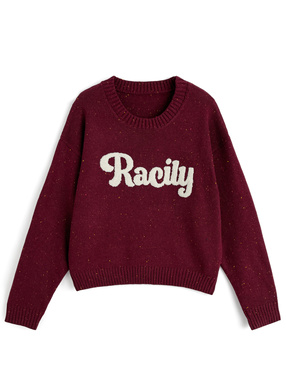ロゴサガラ刺繍カラーネップニットトップス