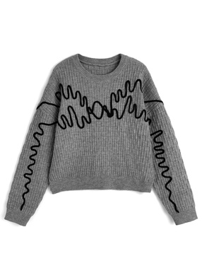 コード刺繍ニットトップス