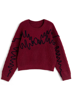 コード刺繍ニットトップス