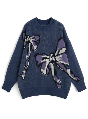 リボンジャガードニットトップス