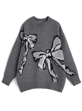 リボンジャガードニットトップス