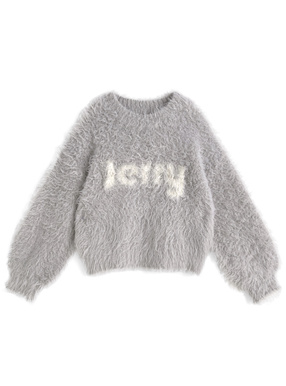 ロゴブークレニットトップス