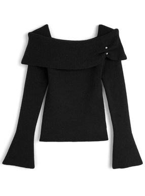 パールオフショルダーニットトップス