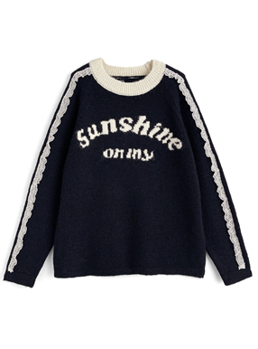 レースラインロゴニットトップス