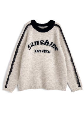 レースラインロゴニットトップス