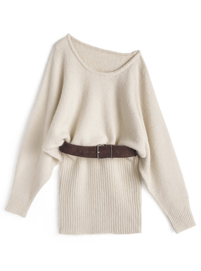 ベルト付き2Wayニットミニワンピース