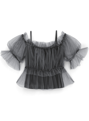 キャミ付きチュールギャザートップス