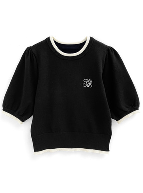 モノグラム刺繍ラインニットトップス