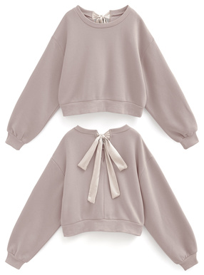 配色バックリボンスウェットトップス