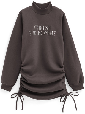 ドロストリボンロゴスウェットミニワンピース