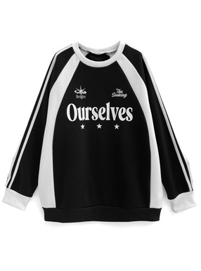 ライン配色ロゴ刺繍スウェットトップス