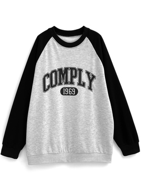 カレッジロゴプリント配色スウェットトップス