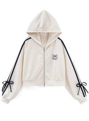 ラインリボンロゴ刺繍パーカー