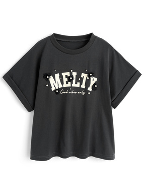 オーガンジーフラワーパールロゴTシャツ