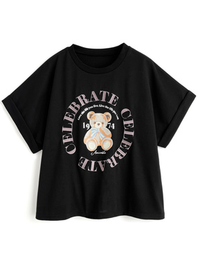 くまプリントサークルロゴ刺繍Tシャツ