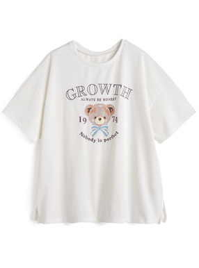 テディベアプリントロゴ刺繍Tシャツ