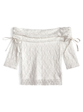 ドロストレースオフショルダートップス