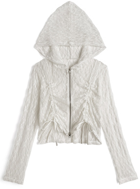 レースドロストリボンパーカー