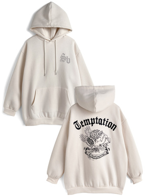 ラインストーンロゴバックプリントスウェットトップス